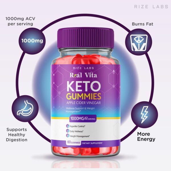 Paquete de 3 gomitas Real Vita Keto ACV para apoyo cetogénico