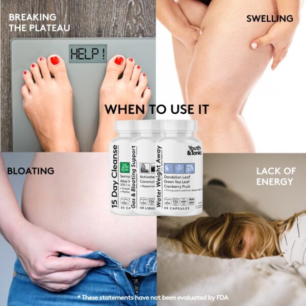 Suplemento detox con aceites de coco y menta para limpieza corporal