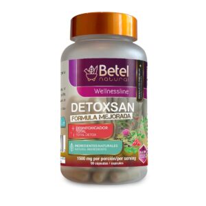 botella de cápsulas detoxsan para limpieza hígado y colon