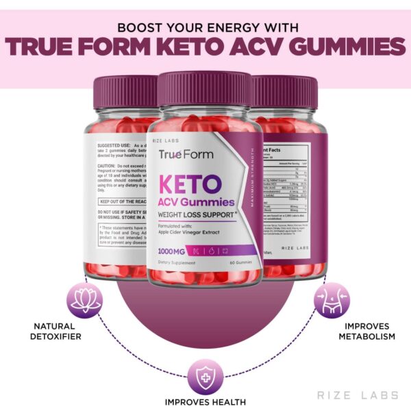 Etiqueta del producto True Form Keto gomitas para control de peso