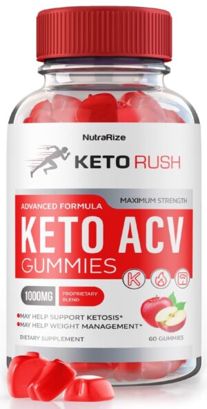 Gomitas Keto Rush ACV de NutraRize en frasco para pérdida de peso