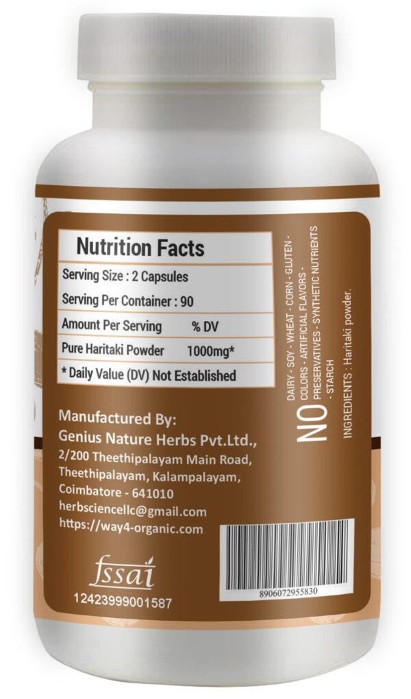 Suplemento natural Haritaki cápsulas y tabletas