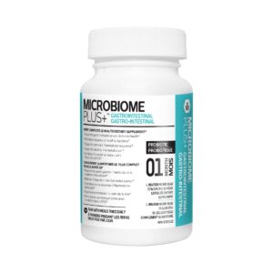 Version 1.0.0 Microbiome Plus probióticos gastrointestinales caja frontal