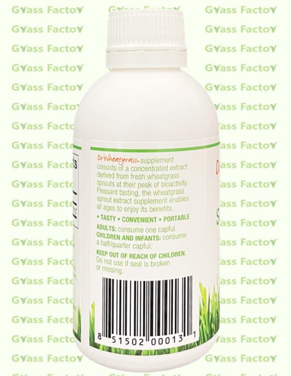 Envases de supershots Dr Wheatgrass para consumo diario