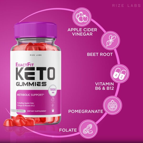 Botellas de gomitas ExactFit Keto ACV para dieta keto avanzada