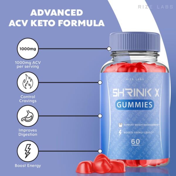 Gomitas Shrink X para control de peso y energía rize labs