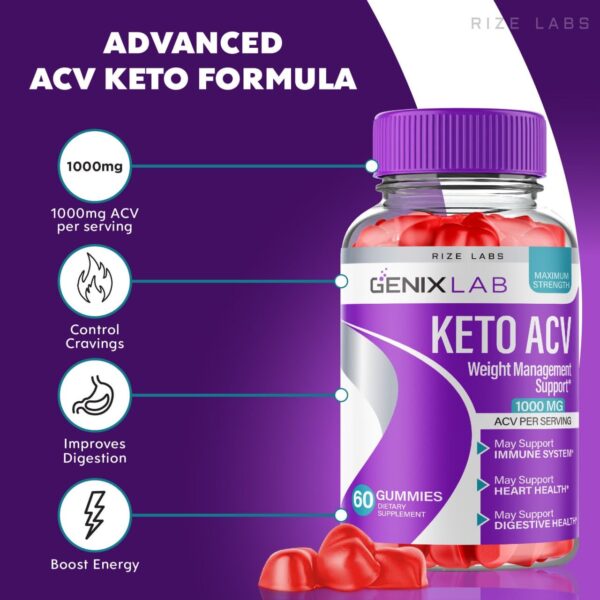 Envase Genix Lab Keto ACV gomitas sabor delicioso para dieta cetogénica