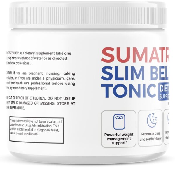 Detalle empaque polvo tónico NutraRize Sumatra Slim abdomen