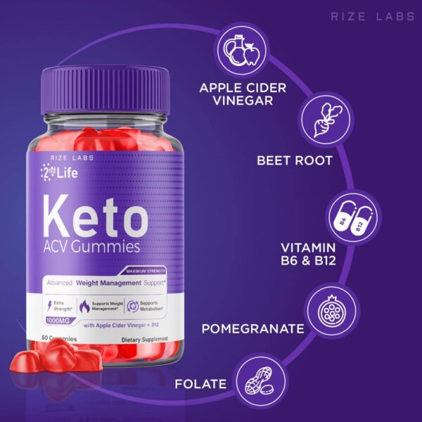 Detalle gomitas 2nd Life Keto ACV suplemento para pérdida de peso