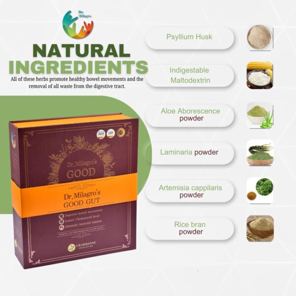 Dr. Milagro's Good Gut etiqueta ingredientes anda instrucciones