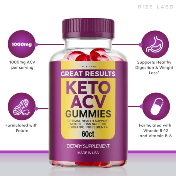 envase rize labs Keto ACV gomitas 180 unidades