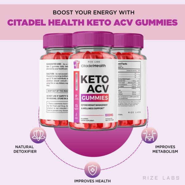 Gomitas naturales keto Citadel Health con vinagre de sidra para dieta