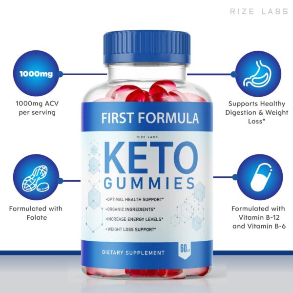 Empaque frontal gomitas keto vinagre sidra manzana rize labs