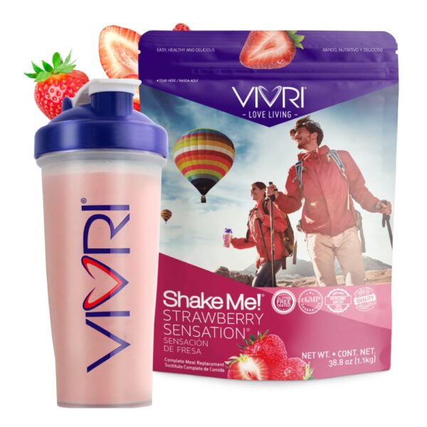 Frente del envase Vivri Shake Me Strawberry Sensation