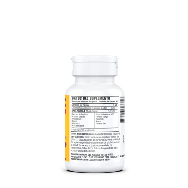 Frasco de cápsulas CAGA MAXXX para limpieza colónica