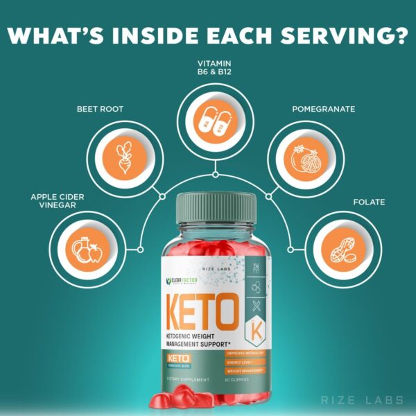 Empaque frontal Clear Factor Keto ACV gomitas para control peso