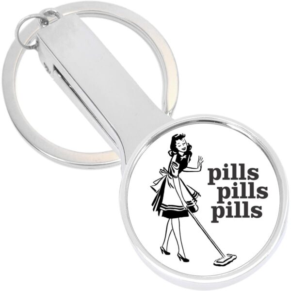 Colgador para bolso metálico con llavero Pills Pills Pills vista frontal