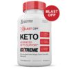 Frasco de píldoras Blast Off Keto ACV Extreme y caja