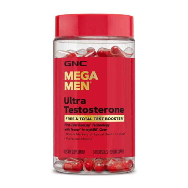 Etiqueta frontal de GNC Mega Men Ultra Testosterone