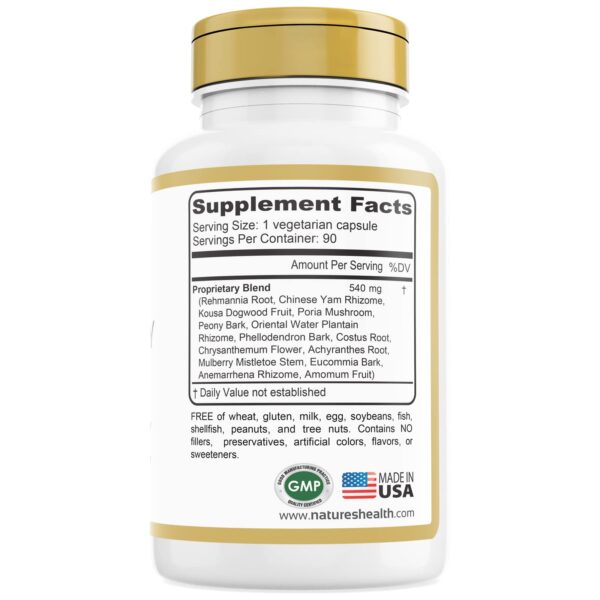 Vista lateral cápsulas suplemento hígado riñón Nature's Health