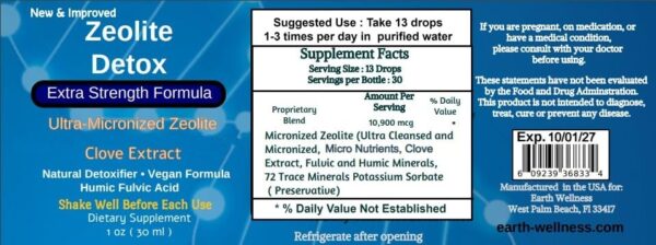 Botella de vidrio 1 onza Zeolita líquida sistema inmune digestivo