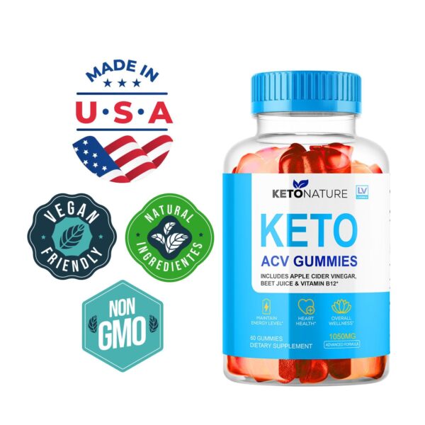 Lado derecho frasco gomitas Keto Nature ACV