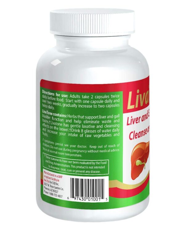 Frasco de cápsulas detox Livatone alta potencia