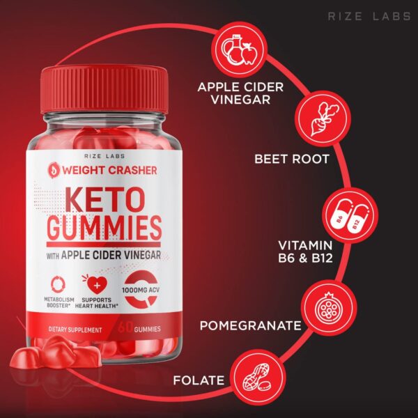 Gomitas rize labs Weight Crasher keto ACV para metabolismo y energía