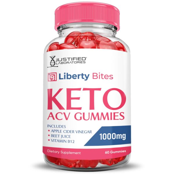 Vista de lado frasco gomitas Keto ACV Liberty Bites