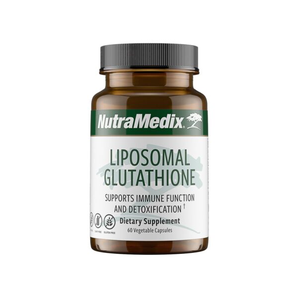 Botella NutraMedix glutatión liposomal 60 cápsulas detox y apoyo inmunológico