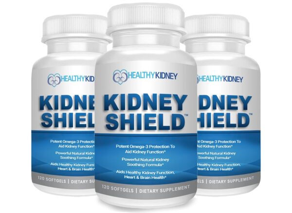 Version 1.0.0 Suplemento renal Kidney Shield botella 120 cápsulas Omega 3