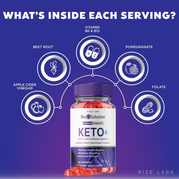 Suplemento Bio Solution Keto gomitas 60 unidades rize labs