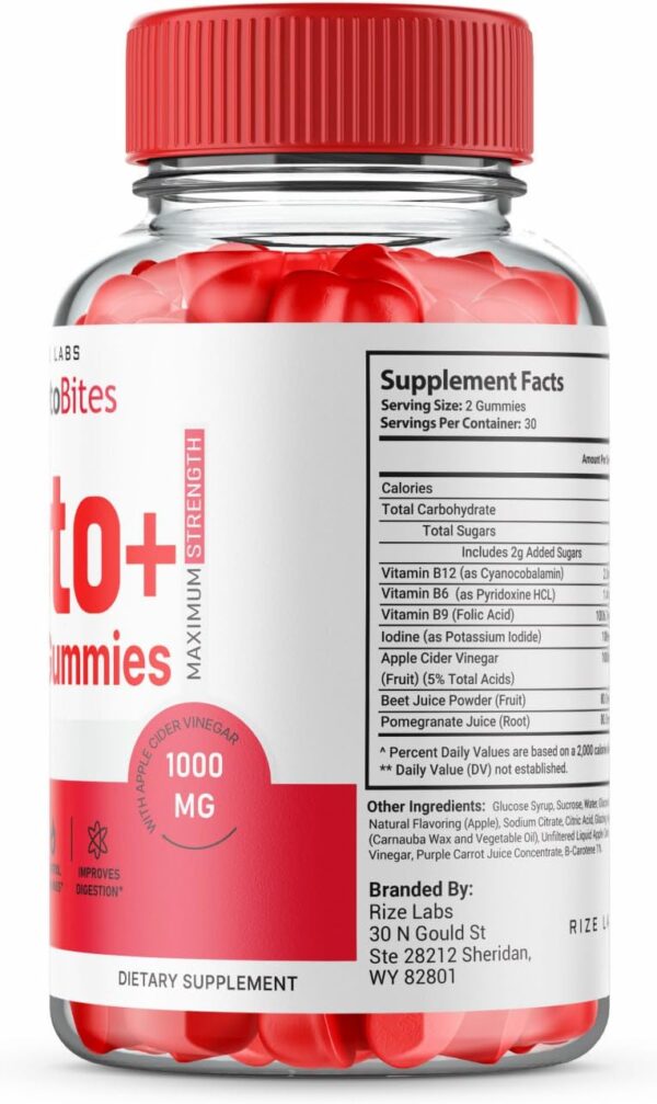 Detalle gomitas KetoBites Keto ACV para pérdida de grasa abdominal