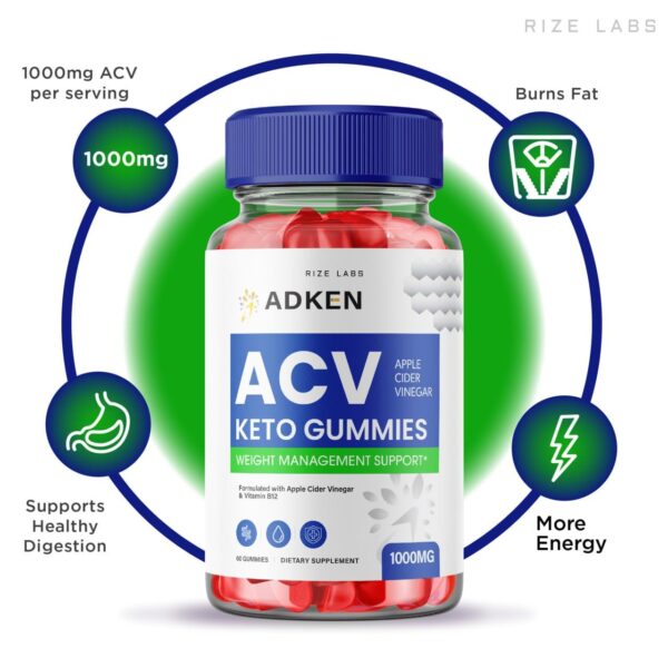 Frasco gomitas Adken Keto ACV pérdida avanzada de peso