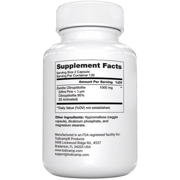 Paquete de 240 cápsulas TODICAMP zeolita para desintoxicación celular