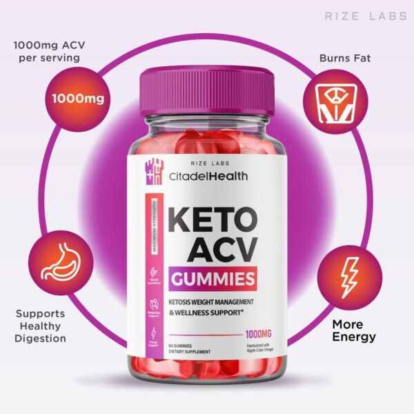 Frasco gomitas keto Citadel Health para pérdida peso y grasa abdominal