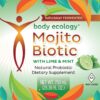 Botella frontal Body Ecology MojitoBiotic bebida probiótica baja carbohidratos
