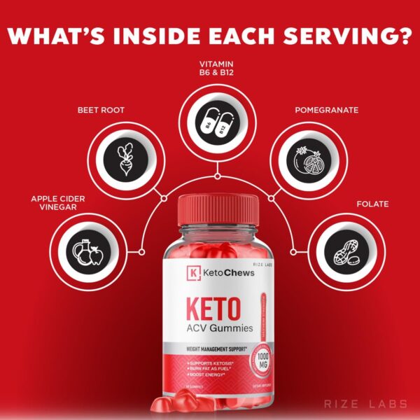 Frasco de gomitas keto acv para control de peso rize labs
