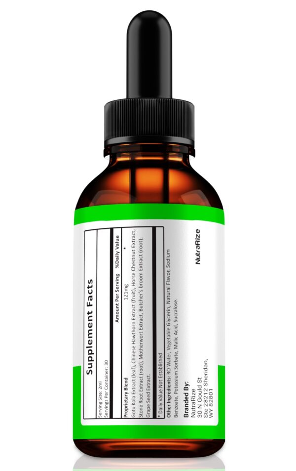 Etiqueta NutraRize Power Drops detalle fórmula natural