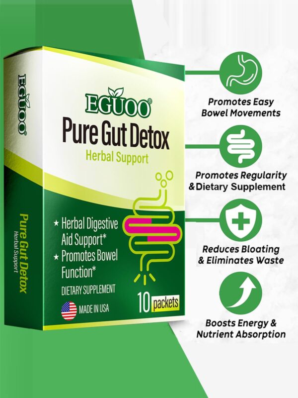 Producto Pure Gut Detox con ingredientes herbales para salud digestiva