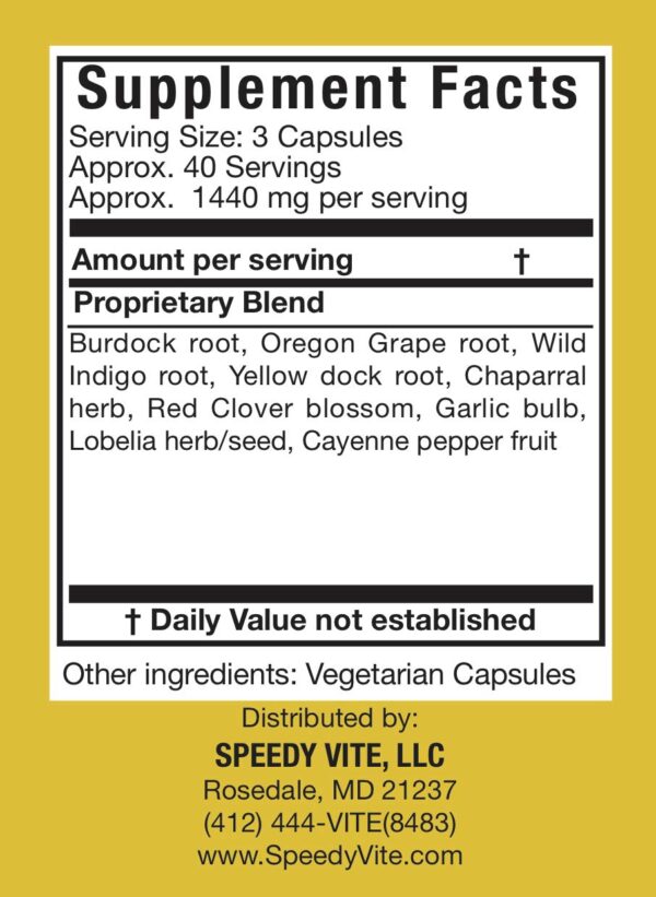 Suplemento orgánico limpieza sangre SpeedyVite cápsulas vegetales