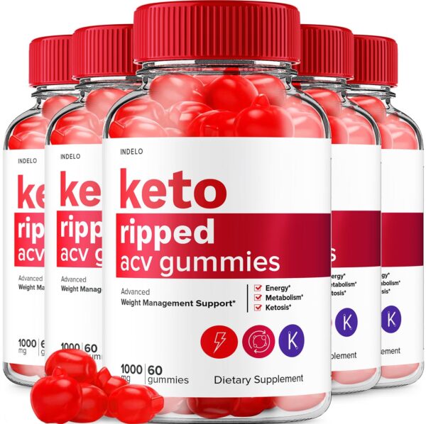 indelo keto ripped acv gomitas paquete de cinco frascos