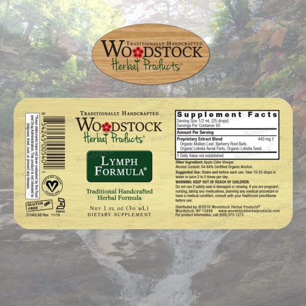 Envase de fórmula linfática Woodstock para salud del sistema linfático