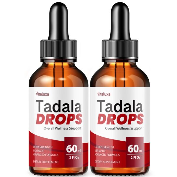 Botella de Tadala Drops suplemento líquido para hombres