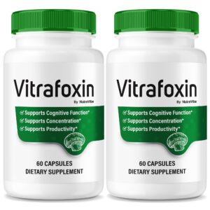 Botella de NutraVibe Vitrafoxin 120 cápsulas fórmula natural para enfoque