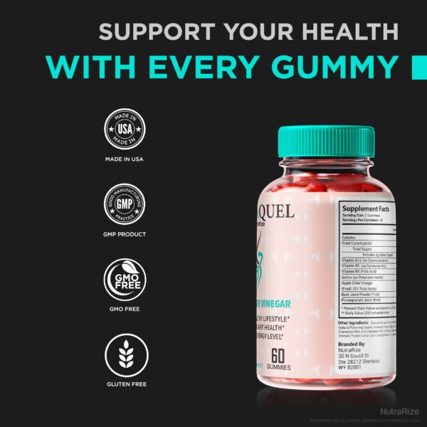 Detalle lado del frasco gomitas Tetraquel ACV