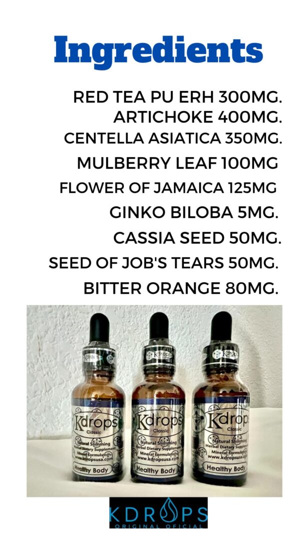 Version 1.0.0 Etiqueta frontal producto KDROPS Classic gotas para bajar de peso