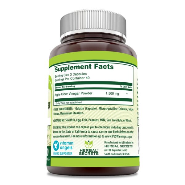 Herbal Secrets botella con cápsulas de vinagre de manzana