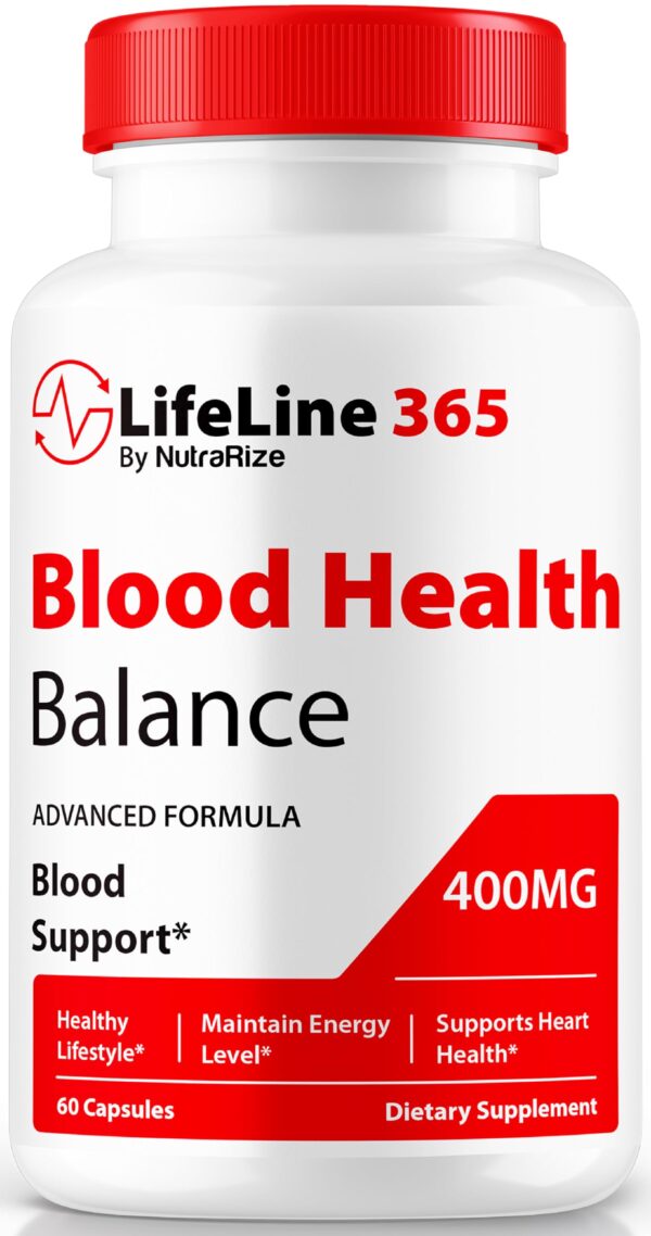 Frasco de cápsulas Lifeline 365 NutraRize para sangre