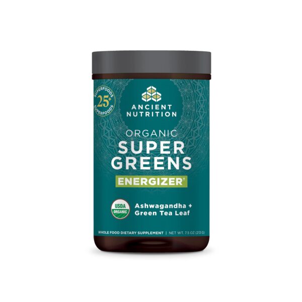 Bote de polvo orgánico SuperGreens Energizer de Ancient Nutrition